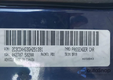 2016 Dodge Charger Sxt из США, поврежденный, VIN 2C3CDXHG3GH251391